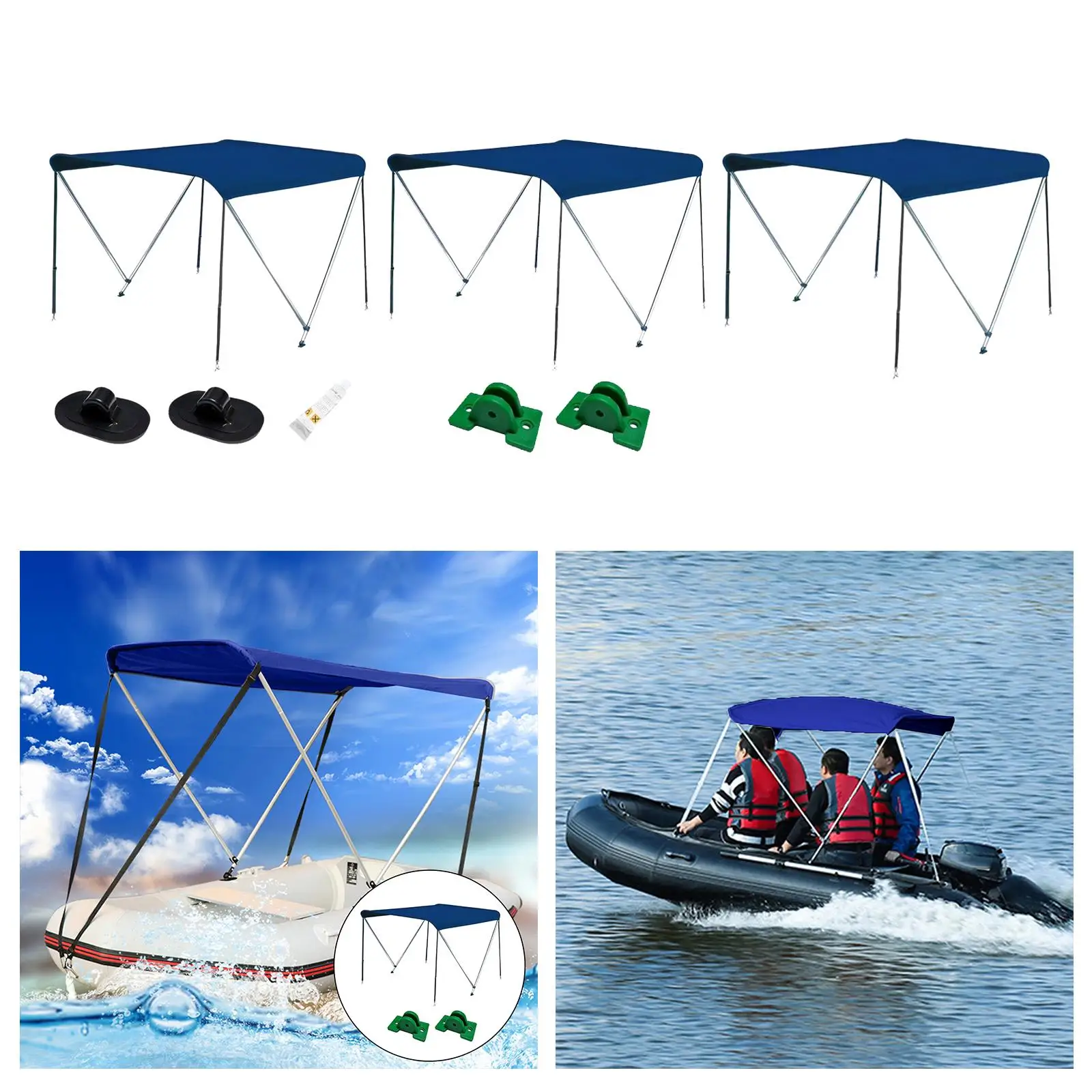 Inflatable Boat Canopy with Support Rod Sun Protection Sunshade Shelter Foldable Tent Kayak Awning for Fishing Boat Dinghy view 5