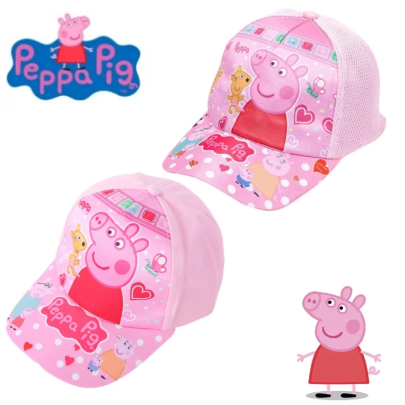 Cartoon Peppa Pig Baseball Cap Hat Adjustable Peppa Pig Cosplay Hip Hop Kids Girls Summer Sunshade Hat Gift for Girls