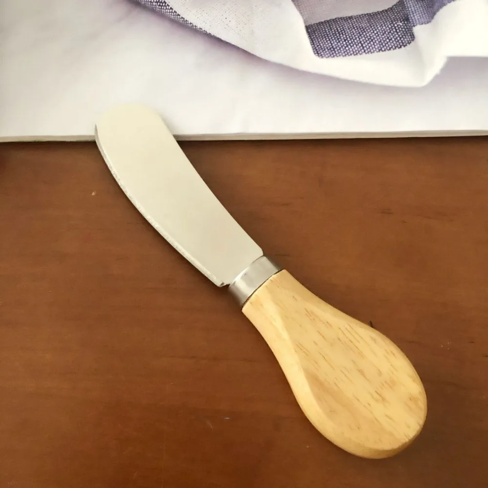 2 Pack Wooden Handle Stainless Steel Butter Cheese Spreader Knives, Multipurpose Mini Cream Jam Spatula for Breakfast Sandwich Charcuterie Board