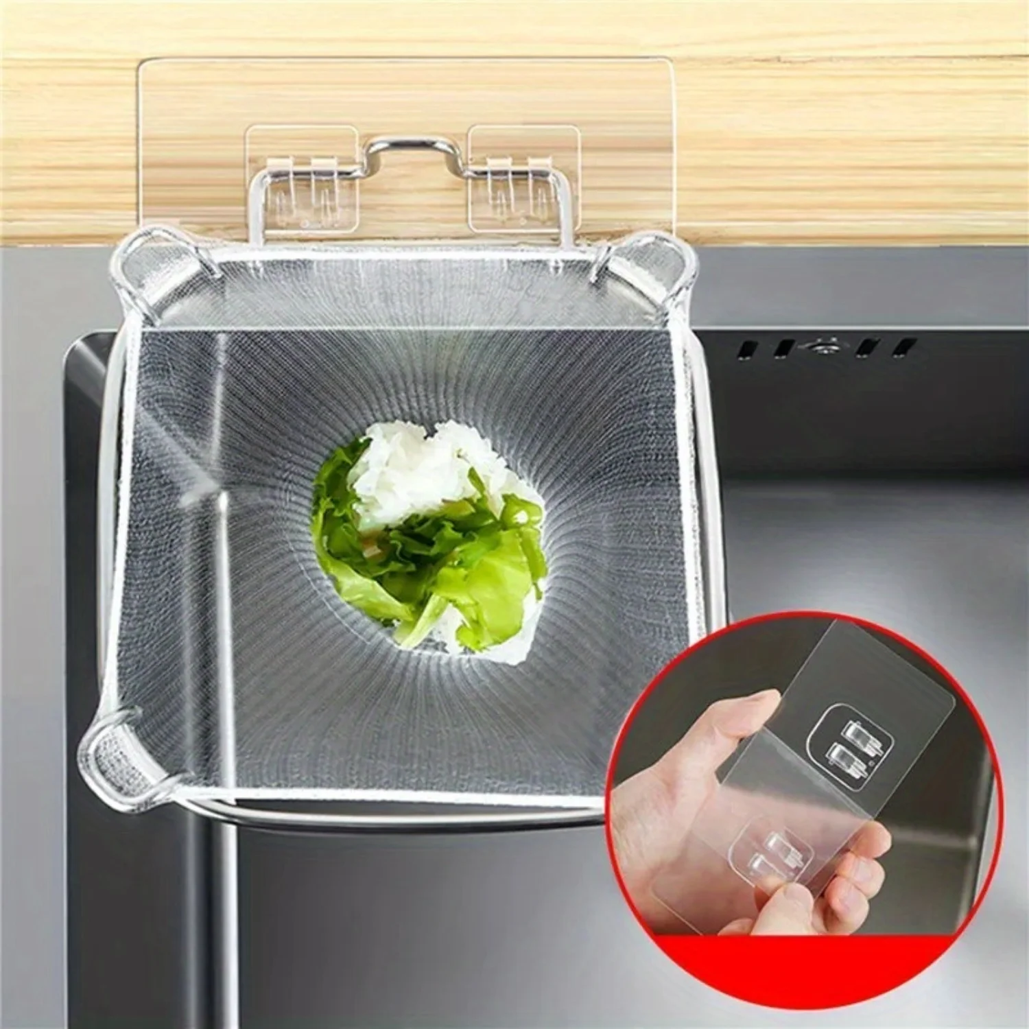 1pc Stainless Steel Sink Filter Drain Rack, Kitchen Mesh Bag Stand, Waste Garbage Net