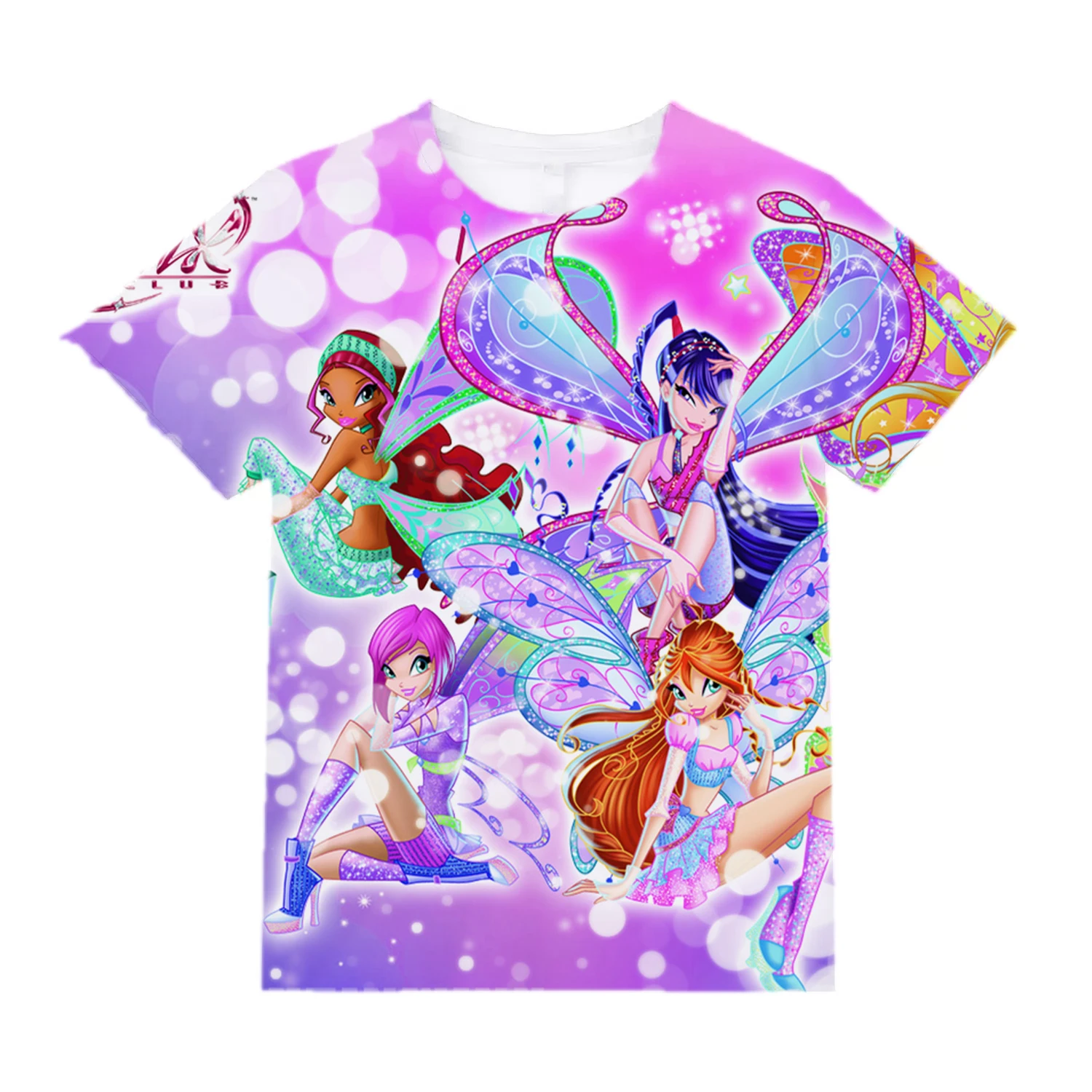 Children Clothes Girl Winx Club Children\'s Clothing Baby Short Sleeve T-shirt Kawaii Girls Clothes 2 to 8 Years Blouse for Girls