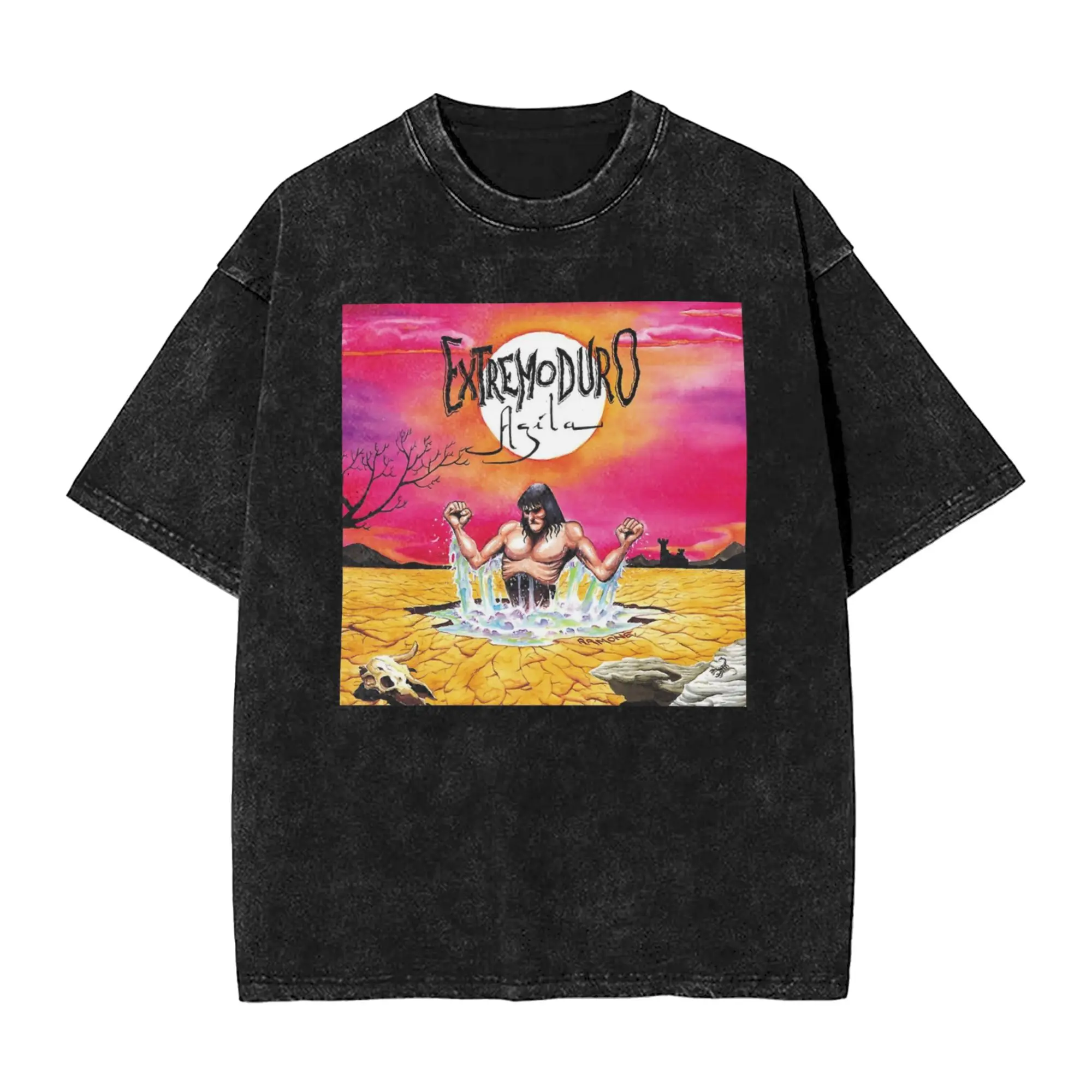 مضحك Extremoduro Agila ألبوم 1996 تي شيرت الرجال Crewneck القطن الخالص غسلها تي شيرت قصيرة الأكمام تيز ملابس مطبوعة