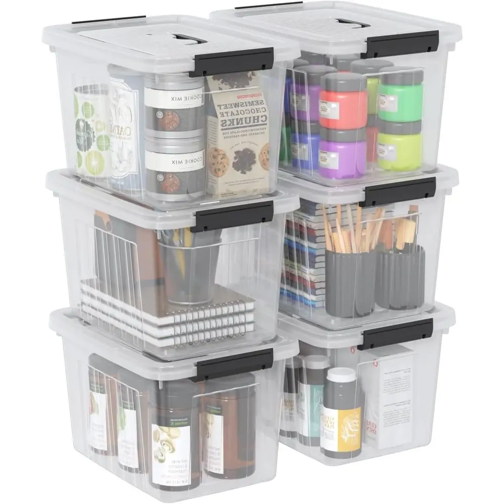 

Набор из 6 пластиковых контейнеров для хранения с крышками, объемом 12 кварт