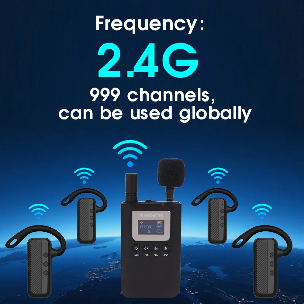 Wireless Audio Guide System 2.4G Tour Guide System for Travel Agency Simultaneous Interpretation Church Training Tourism Visit