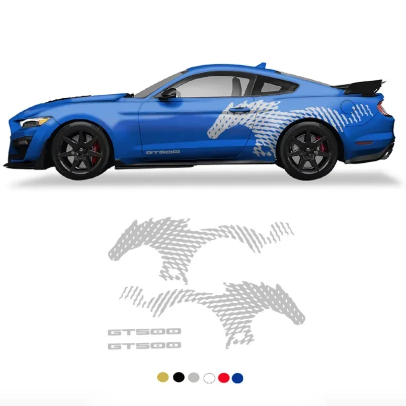Pair Creative Racing Horse Sticker Car Side Fender Flare Decal Precut Wrapping Decor Vinyl Decal for Ford Mustang GT500