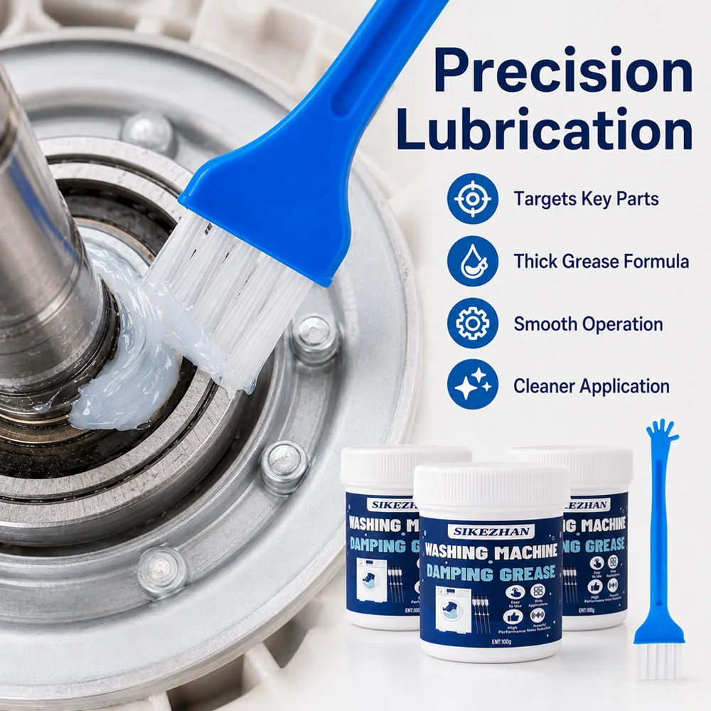 SIKEZHAN 100g Washing Machine Damping Grease Noise Reduction Lubricant with Brush Universal Shock Absorber Repair Grease Paste