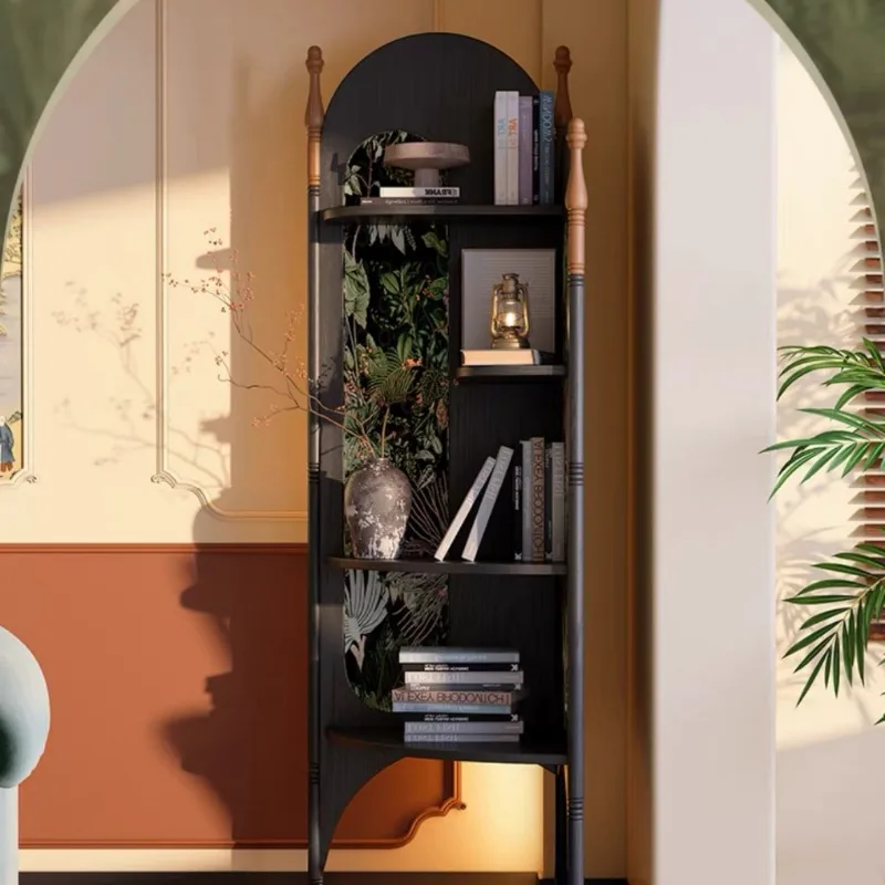 خزانة زاوية من العصور الوسطى، شقة صغيرة لغرفة المعيشة، حامل ثلاثي القوائم من خشب الرماد الفرنسي، رف كتب للدراسة بجوار خزانة عرض الأريكة