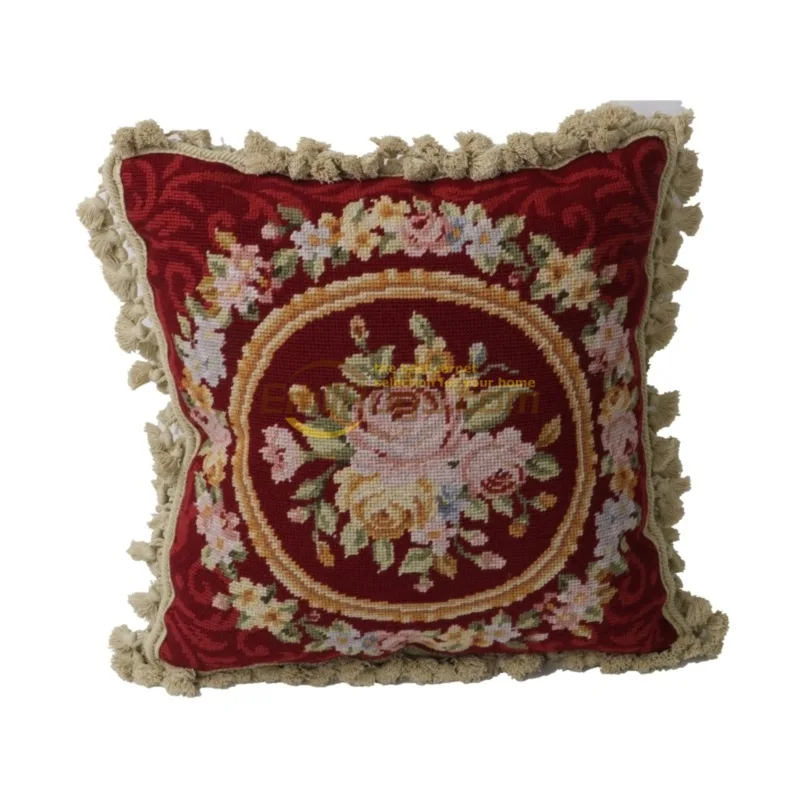 Handcrafted New Zealand wool velvet embroidered pillowcase, solid color hand-woven bedroom sofa cover without core
