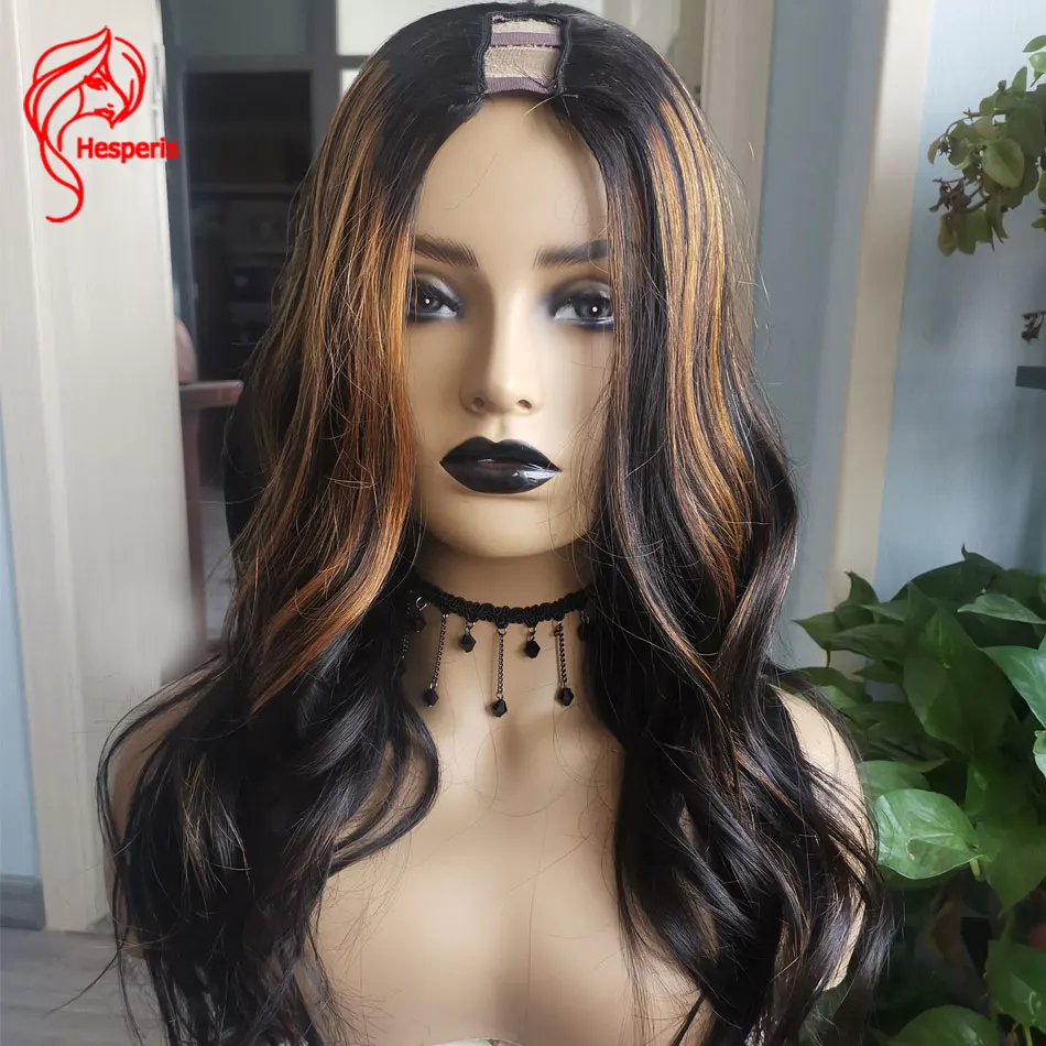 

Hesperis Body Wave Highlight Human Hair Wigs U Shape Opening Brazilian Remy Full Machine Made U Part Wig For Black Women