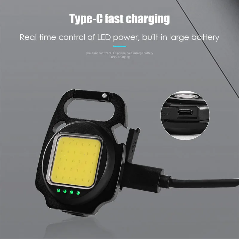 Luz Brillante Mini linterna para reparación de motocicletas portátil multifuncional Cob Luz de inundación recargable llavero Luz