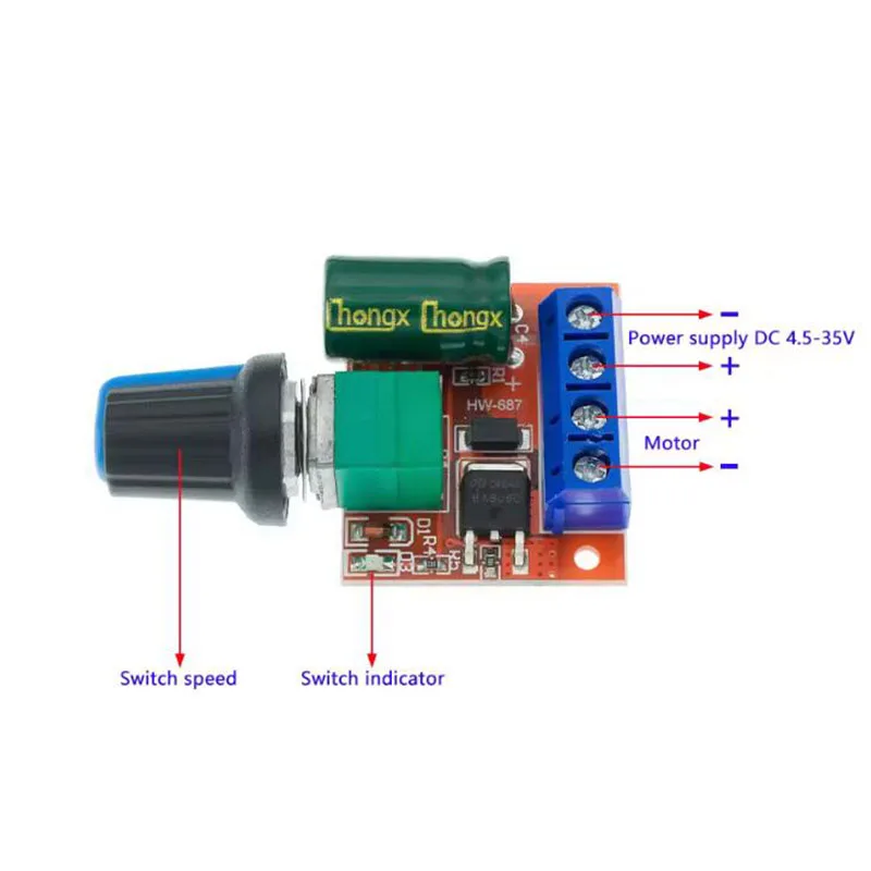 2pcs 5A 90W PWM 12V DC Motor Speed Controller Module DC-DC 4.5V-35V Adjustable Speed Regulator Control Governor Switch 24V