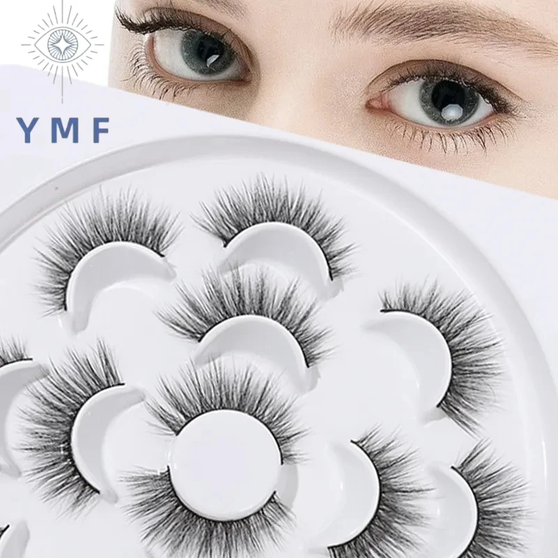 7 Pairs Natural Look Eyelashes Volume Lash Extensions Fluffy False Eyelashes 15mm Long Strip Lashes Cat Eye Eyelashes Fairy Look