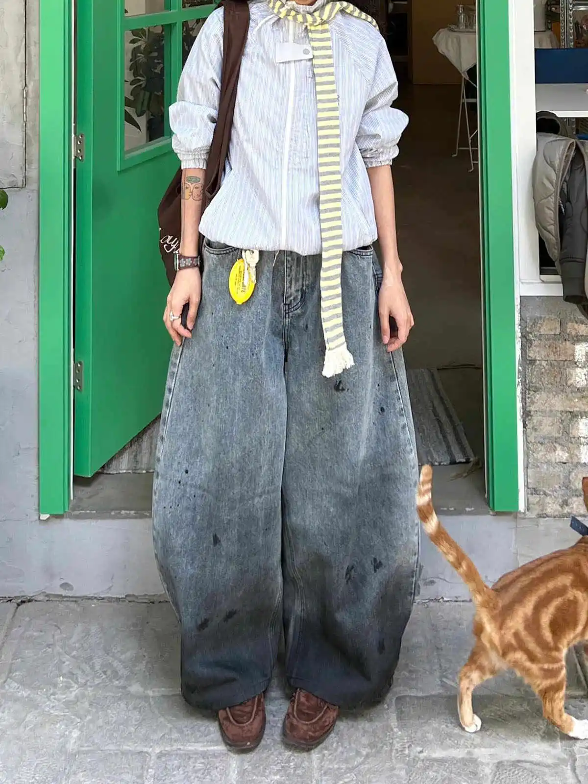

Blue Women's Jeans Hip-hop Fashion Vintage Streetwear Y2K Wide Leg Straight Jean High Waist Trouser Classic Baggy Denim Pants