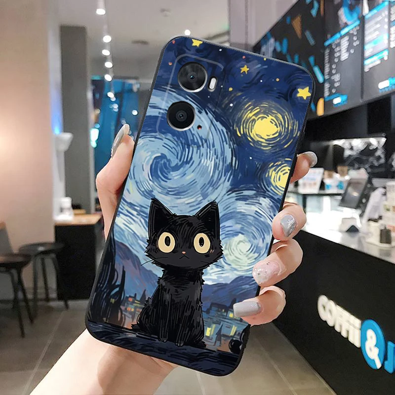 Van Gogh Gustav Klimt Mona Lisa Fun Cat Case For OPPO A77 A57S A96 A91 A54 A74 A94 A73 A78 A53S A54S A15 A16 A17 A52 A58X A98