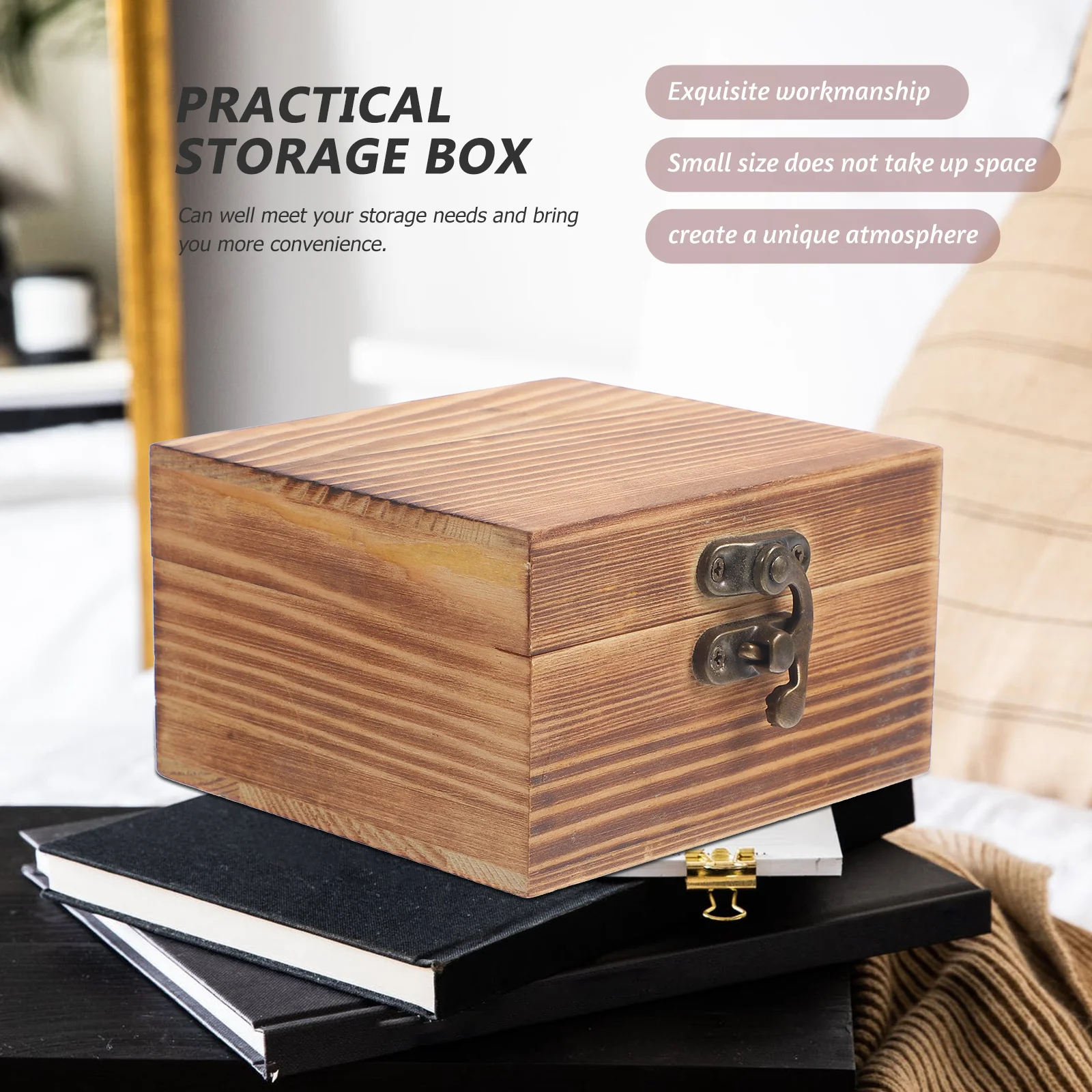 

Vintage Wooden Jewelry Box Retro Storage Case For Rings Watches Eyeglasses Trinkets Organizer Keepsakes Wooden Box