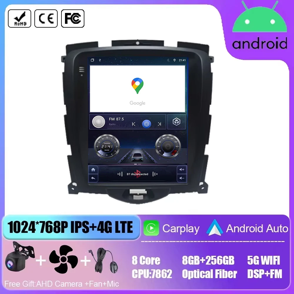 9.7'' Android 14 Car Radio For BYD F3 2014 2015 For Tesla Style 4G Carplay GPS Navigation Multimedia Player Audio Player Stereo