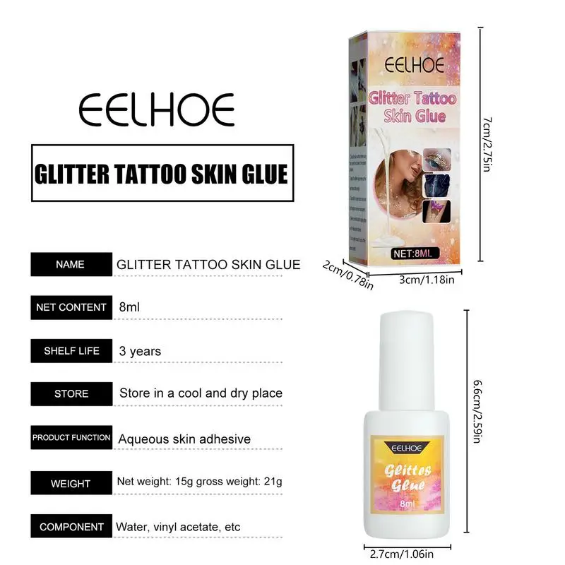 Glitter Glue Gel inchiostri per tatuaggi impermeabili per tatuaggi temporanei Body Art Paint Glitter Gel strumenti per il trucco Gel per Body Art a lunga durata