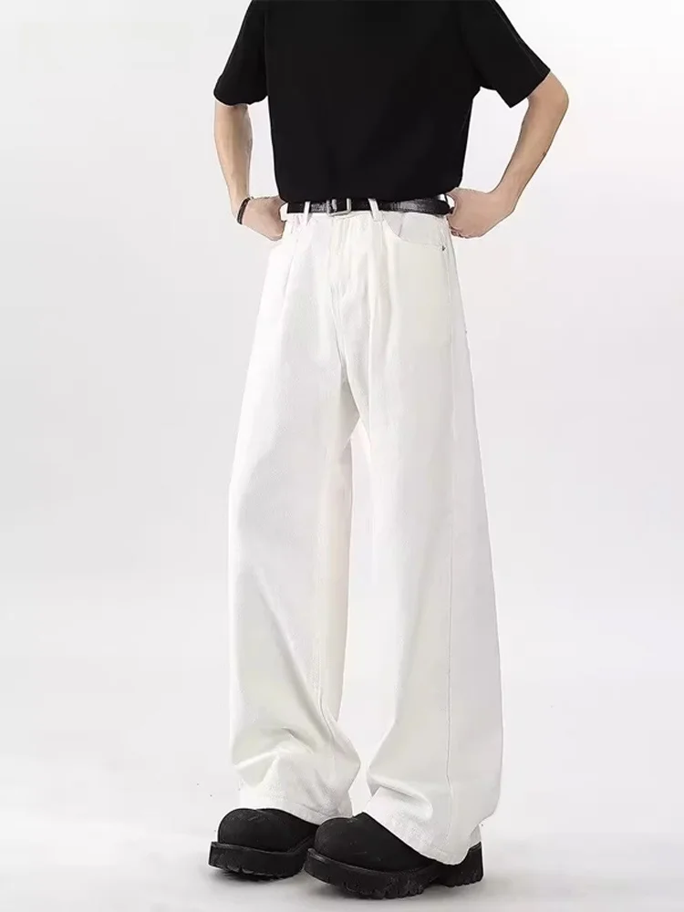 

Прямые повседневные брюки с высокой талией, чистый белый американский нож для похудения, летние модные молодежные брюки из полиэфирного волокна