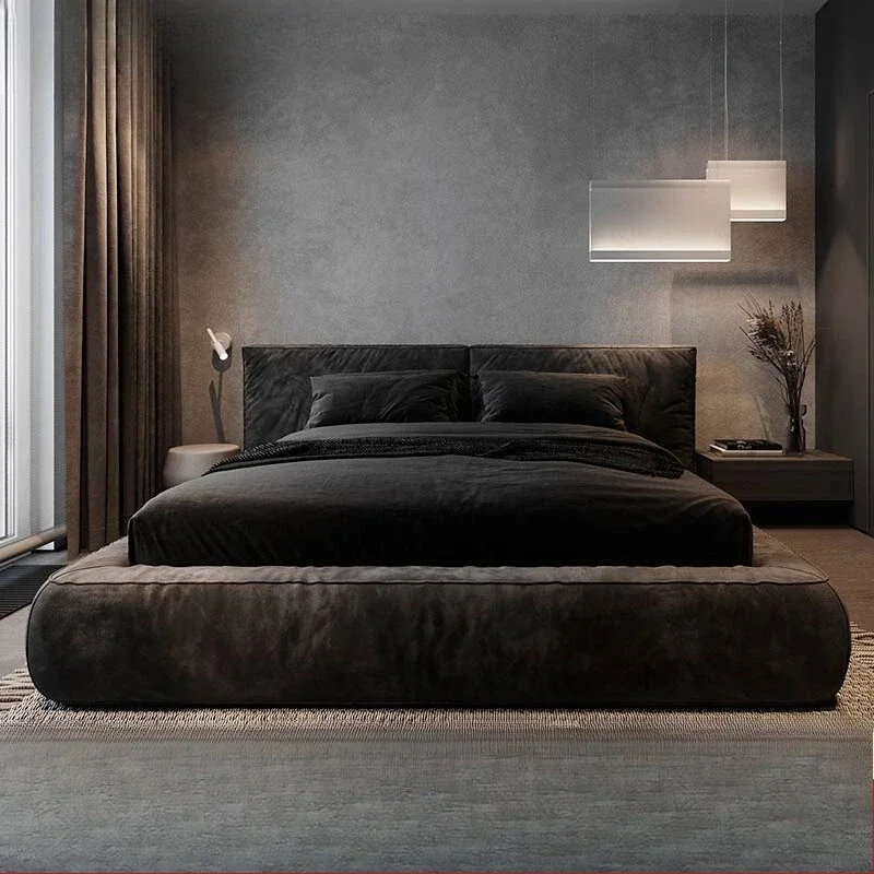 180x200cm Italian minimalist fabricbed modern simple doublebed tatami bed luxury king sizebed full size bed Headboard luxury