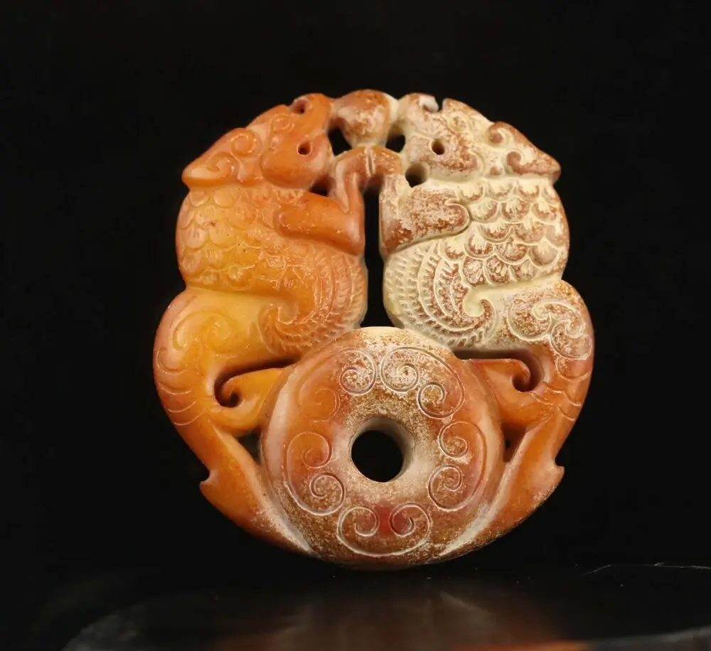 

Old natural jade hand-carved statue of dragon Ornament Statue