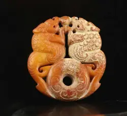 Old natural jade hand-carved statue of dragon Ornament Statue