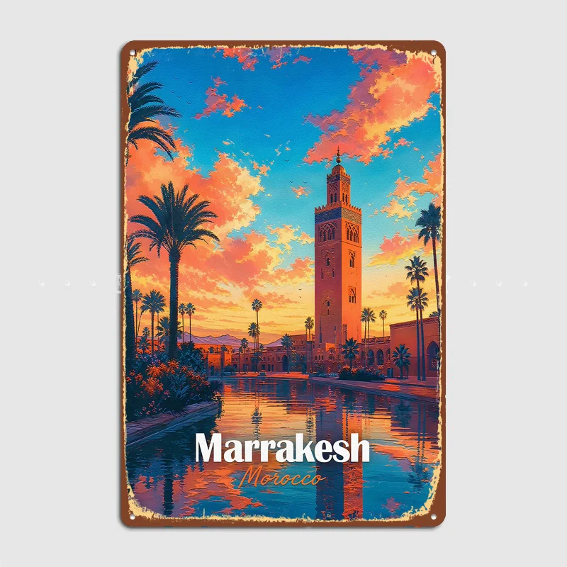 Marrakesh Morocco Sunset Travel Poster Metal Sign Life Wall Custom Bedroom Indoor Home Wall Decor Posters Room Decoration
