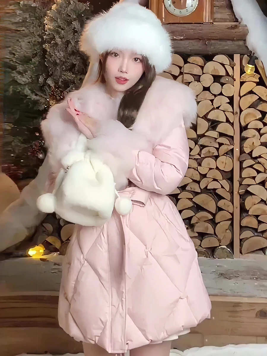 

High-End Waist-Cinching Du down Jaet Women's 2026 New Winter Faionable Youthful White Du Feather Mid-Length Coat