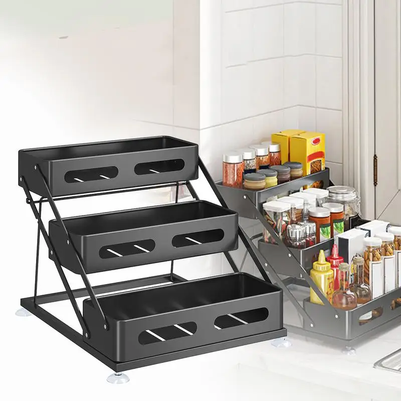 

Countertop Condiment Organizer Kitchen Condiment Storage Holder Household Storage Supplies Adjustable Seasoning Rack For