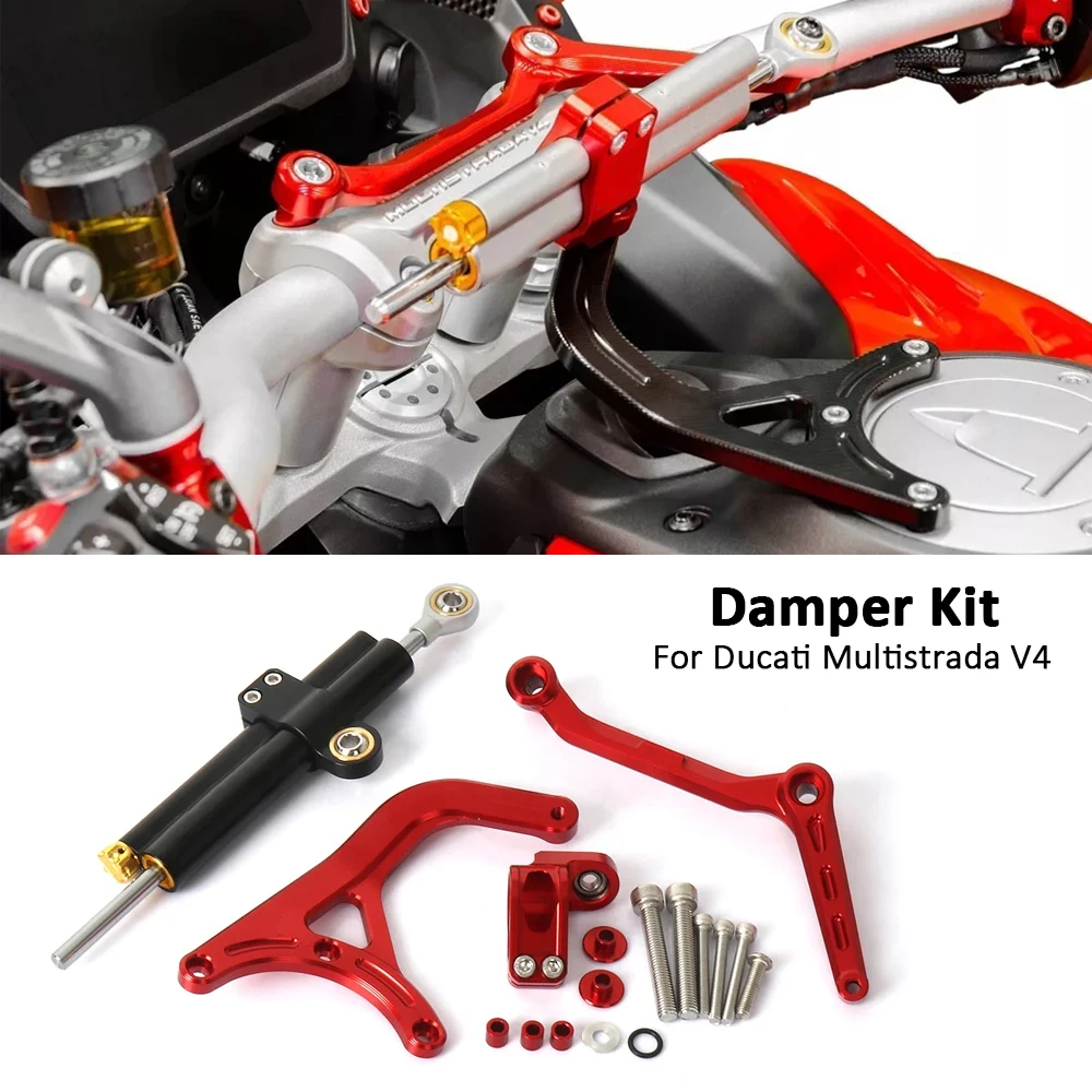 

For Ducati Multistrada V4 RS PIKES PEAK MULTISTRADA V4 S 2021-2024 Motorcycle Adjustable Steering Damper Bracket Stabilizer Kit