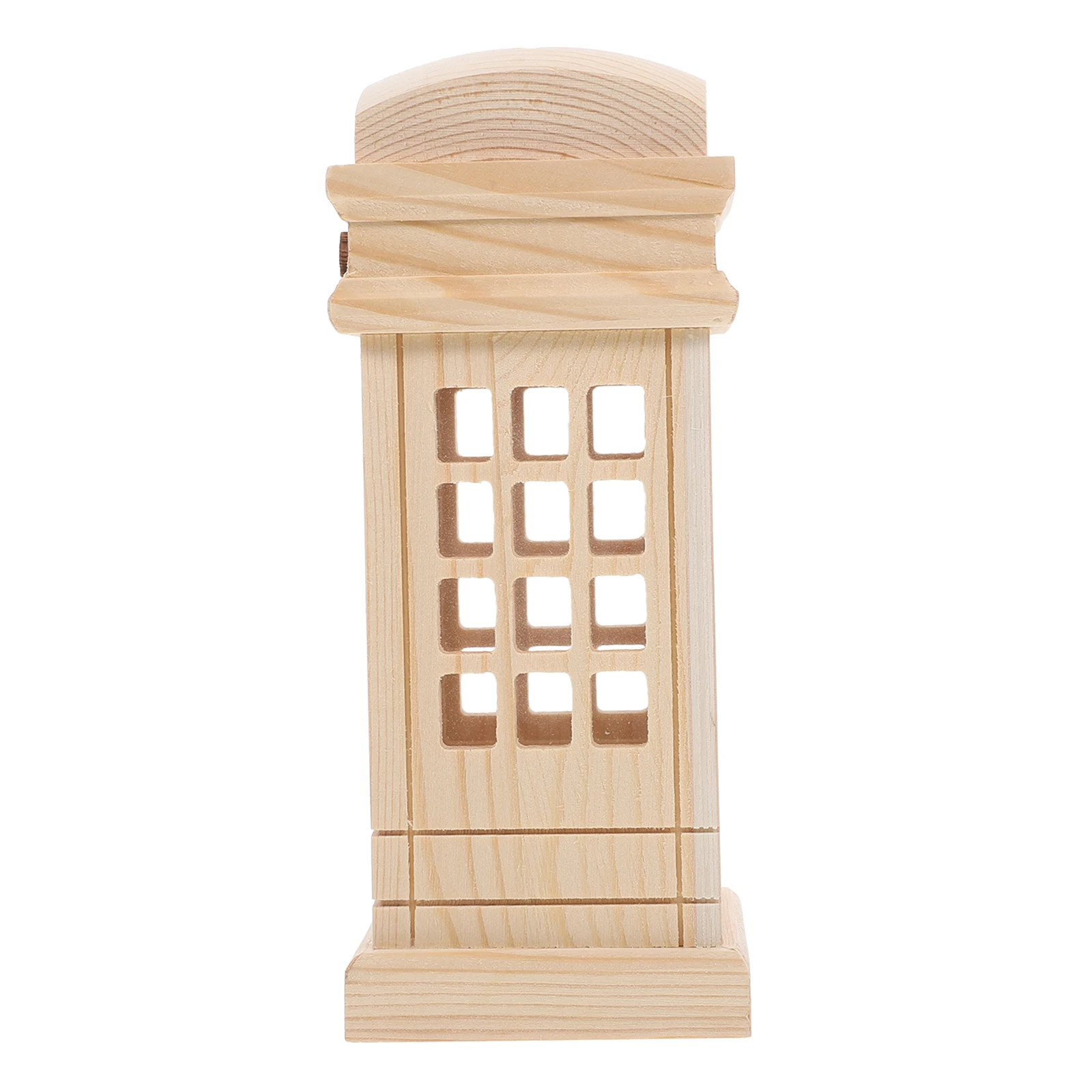 

Wooden Piggy Bank Telephone Booth Change Holder Case Money Savings Box for Adults Coin Cash Container Storage Jar