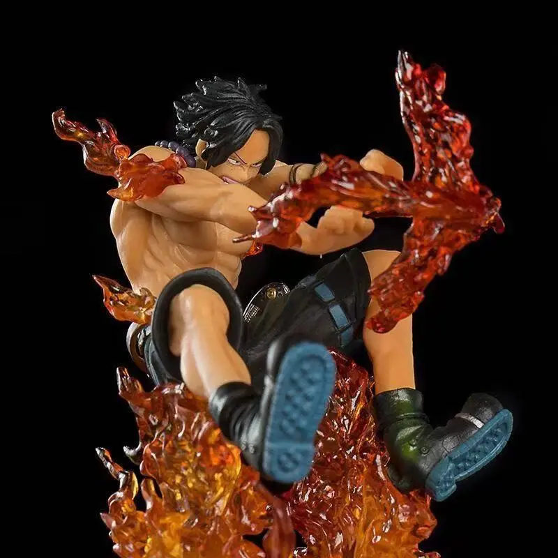 One Piece Anime Character Cross Fire Ace Battle Model Handmade PVC Action Doll Series Model Jewelry Birthday Toy