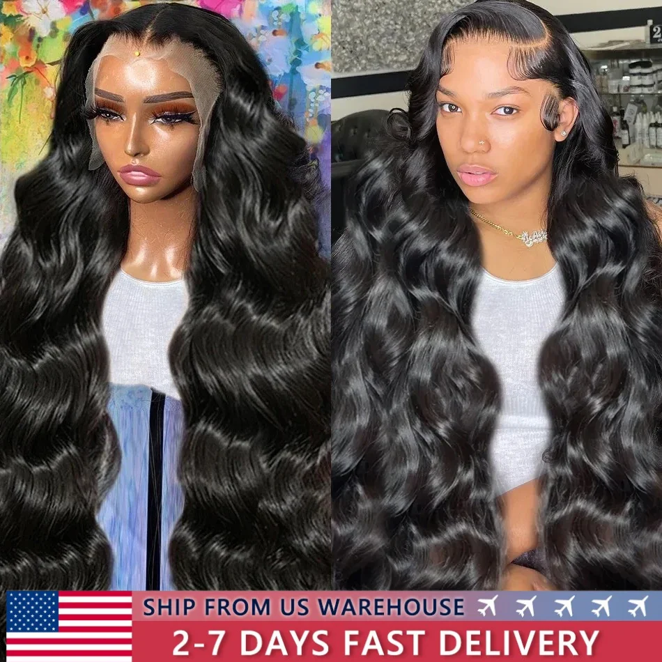 13x6 Lace Frontal Wig Human Hair 30 32 Inch 13x4 Transparent Lace Front Preplucked Black Body Wave Human Hair Wigs for Women