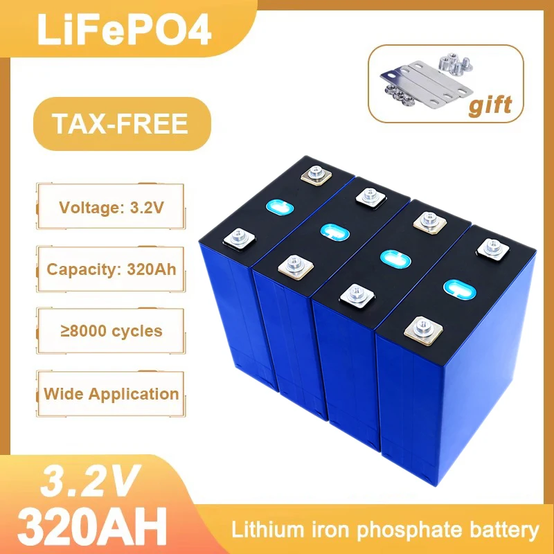 Class A 320Ah Lifepo4 Battery 3.2V Lithium Iron Phosphate 8000 Rechargeable Battery for DIY 12V 24V 48V Home Solar Camping