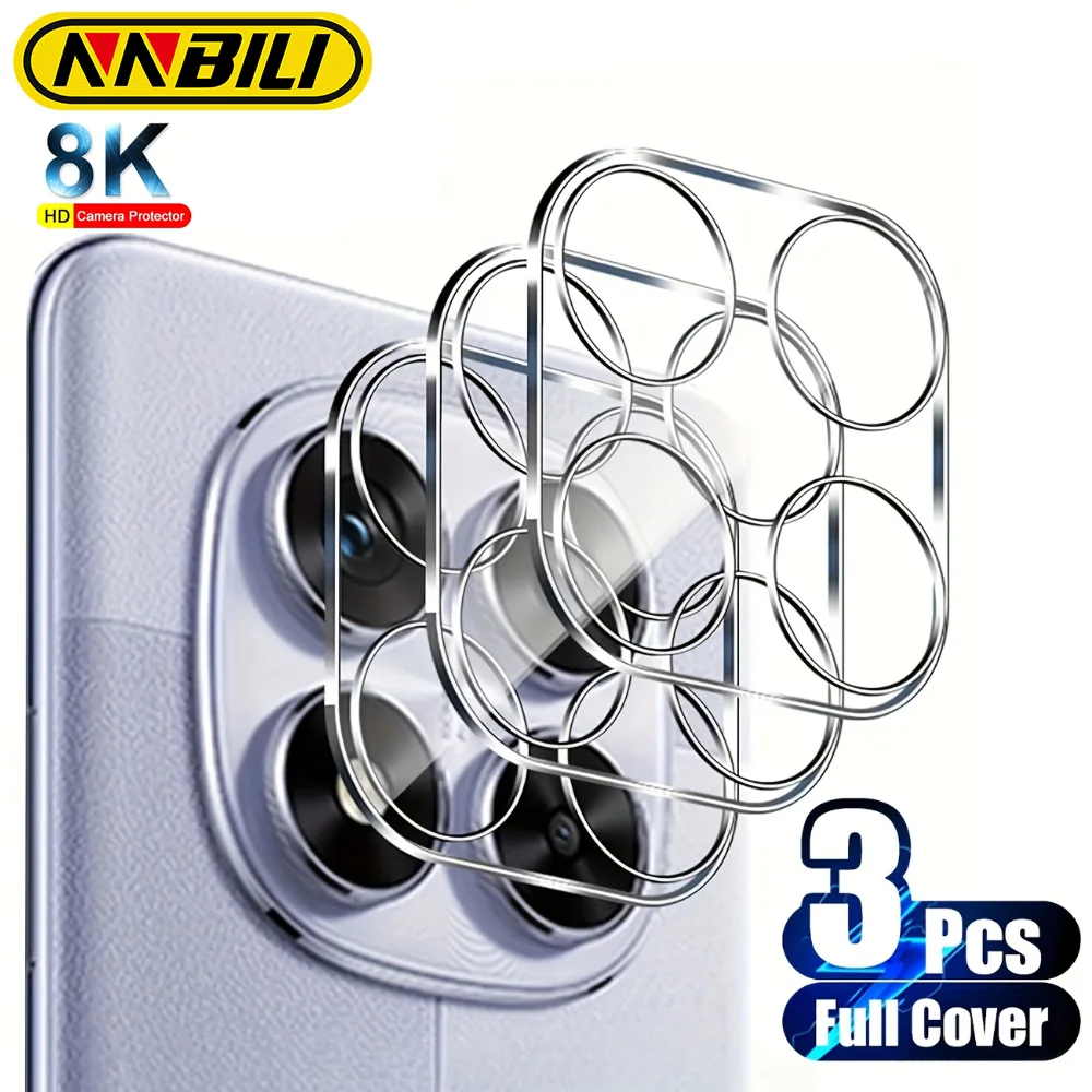 NNBILI 3Pcs Full Coverage Tempered Glass Film Camera Lens Cover Protector For Redmi Note 14 13 Pro Plus Xiaomi Mi 14T 13T Pro