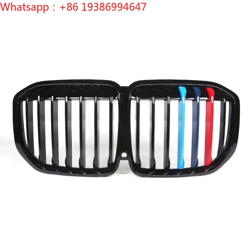 For ABS Gloss Black M Stripe Single Slat Grill Kidney Grilles for BMW X7 G07 Pre-LCI 19-22 Auto Parts Front Grille Bumper Grill