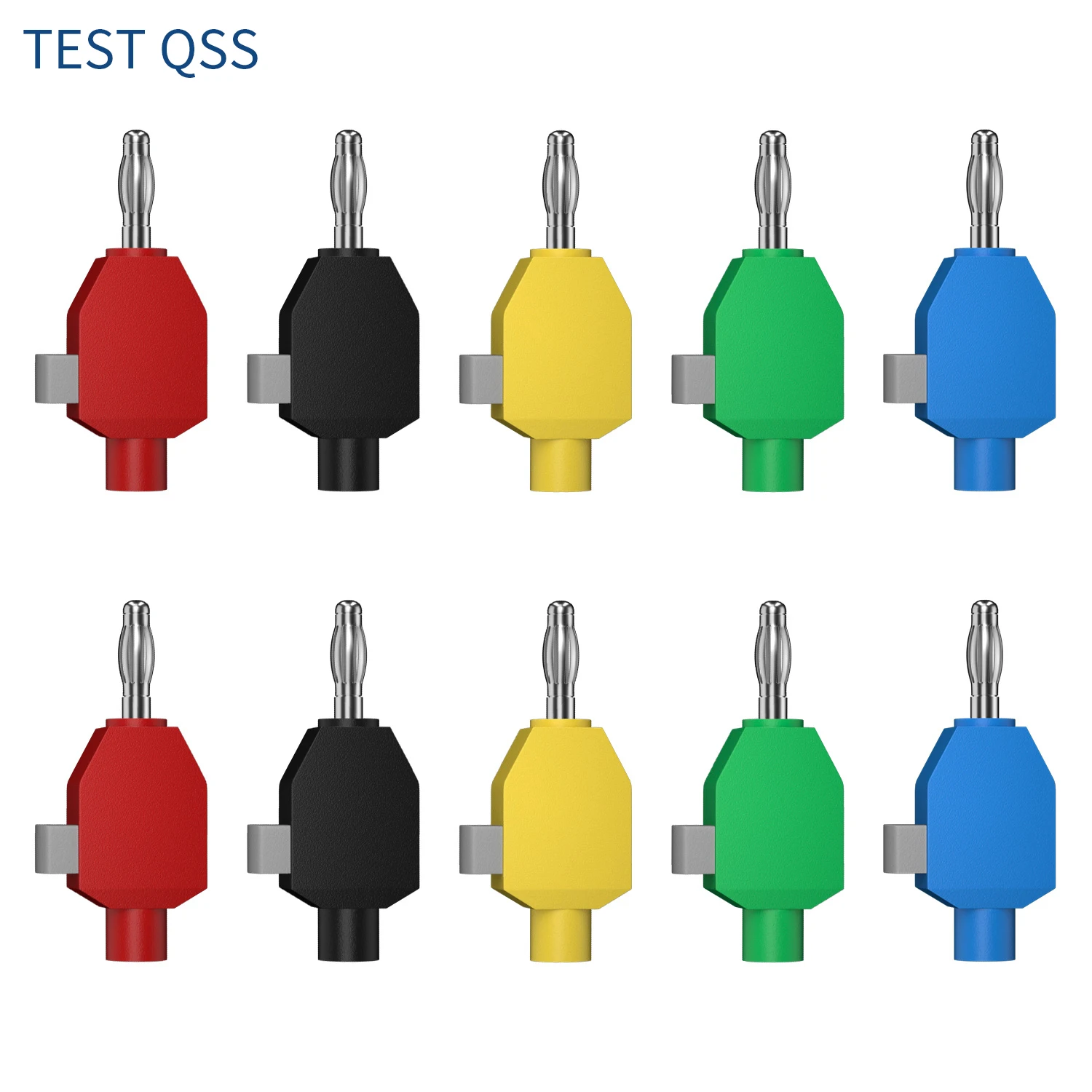 QSS 10PCS 4mm Banana Plugs Quick Wiring Connect Banana Connectors Five Colors for DIY Electrical Testing