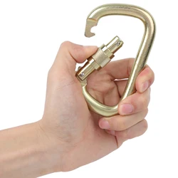 Large Size Carabiner, 40CR 45KN High Load Bearing Master Lock Outdoor Screwgate D shaped Carabiner for Climbing Mountaineering