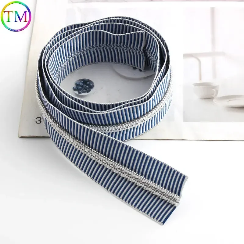 20-50 Yards Colorful Striped 5# Zipper Separate Open Tail Zippers Decor Diy Sewing Bags Purse Clothes Craft Zipper Accessories