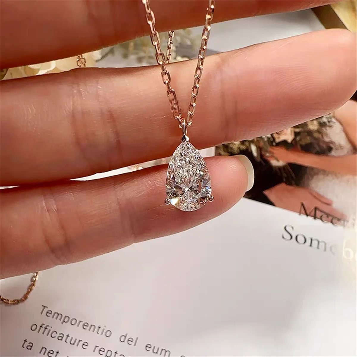 18K Gold Solid Lab-Grown Diamond 1-Carat D VVS Teardrop Diamond Necklace - Valentine's Day Gift, High-End Custom Jewelry