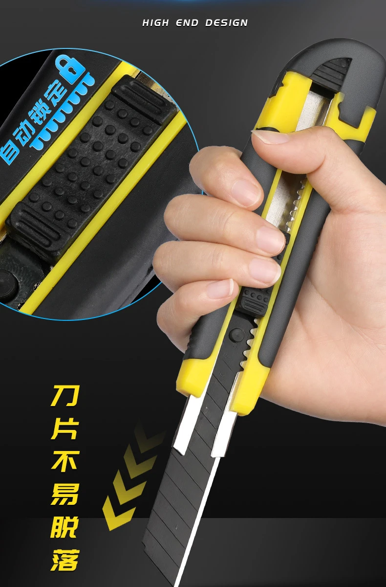 Cutter Blade Utility Knife Plastic Handle Coated Blade Cutter Safety Box Opener Tool Office Home Cutting Tools