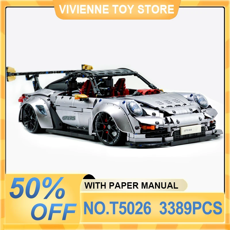 TGL T5026 Technical Sport Racing Car GT2 Hypercar Model Building Block Speed Vehicle Brick Puzzle Toy Christmas Gift For Boy Kid