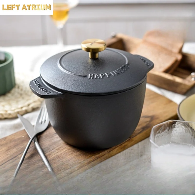 Xiaoxingfu Cast Iron Stew Pot Non Stick Coating Free Mini Rice Cooker Multi Function Soup Pot for Home