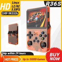 R36S Retro Handheld Game Console 128GB - Linux System, 3.5 Inch IPS Screen, RK3326 Chip, Portable Pocket Player, 64GB/256GB Game