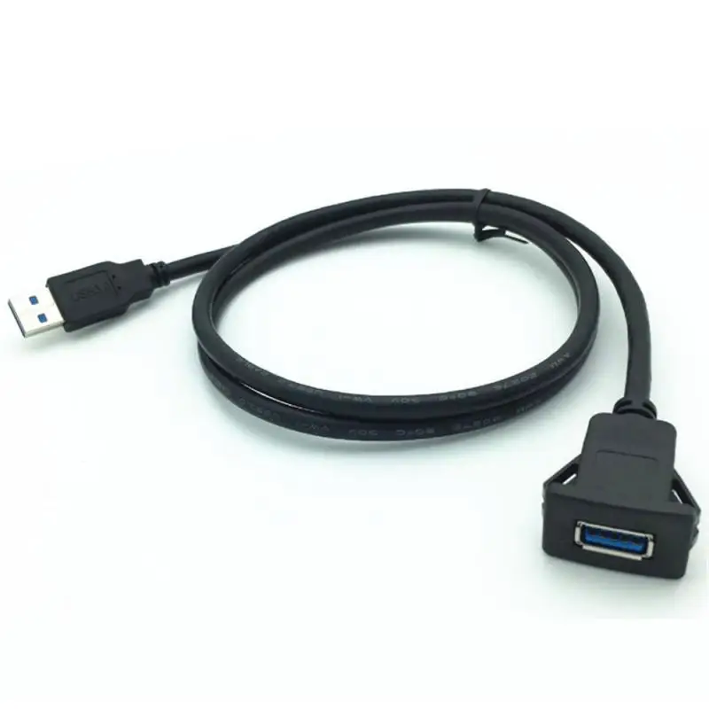อะแดปเตอร์แท่นชาร์จแบบฟลัชเมาต์ USB 3.0 USB สายต่อขยายพอร์ตสำหรับแผงหน้าปัดทรงสี่เหลี่ยมสำหรับรถจักรยานยนต์รถยนต์