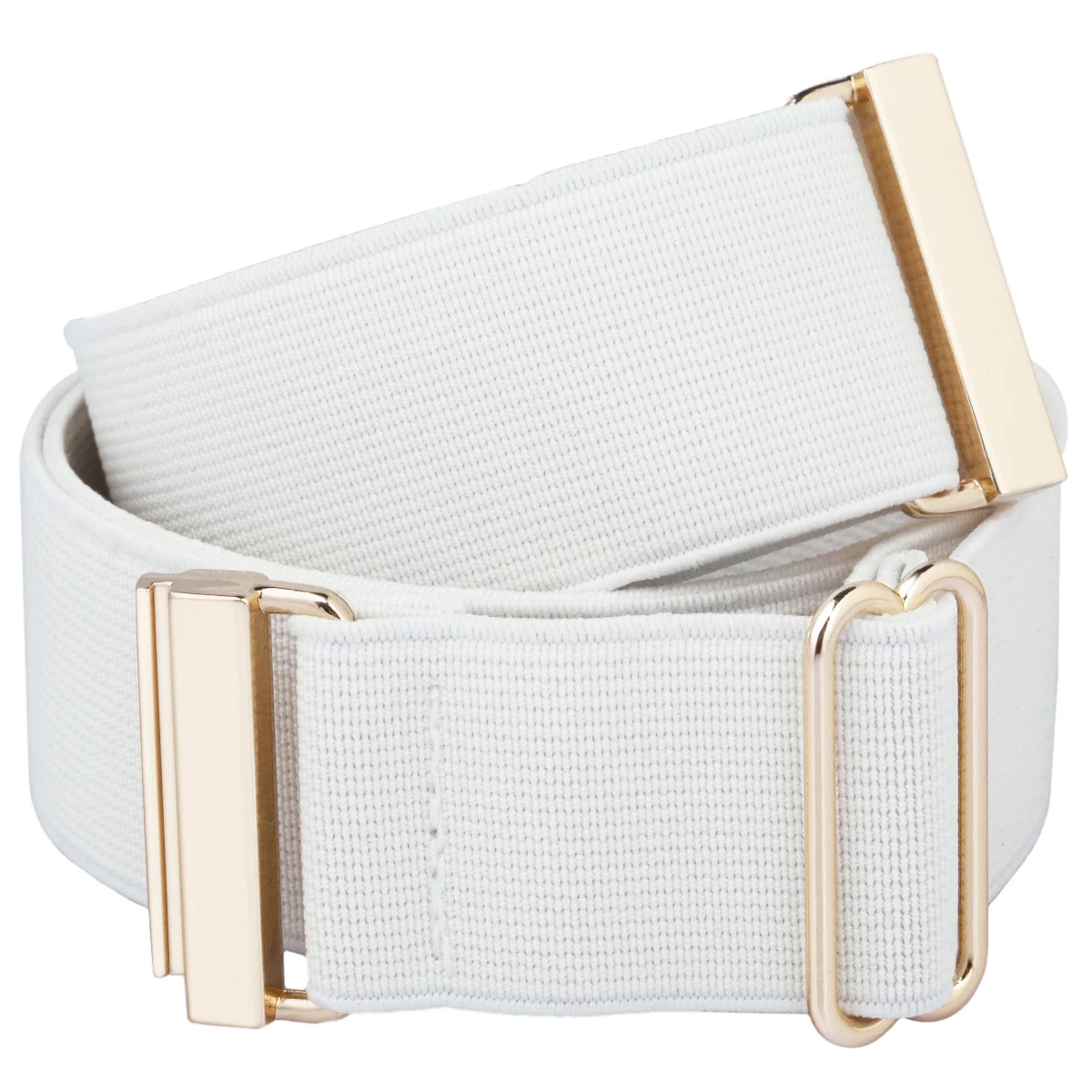 Luxury Ladies Elastic Belt Golden Alloy Quick Unlock Release Buckle Stretch Nylon Belt For Jeans Adjustable Women Waist Belt