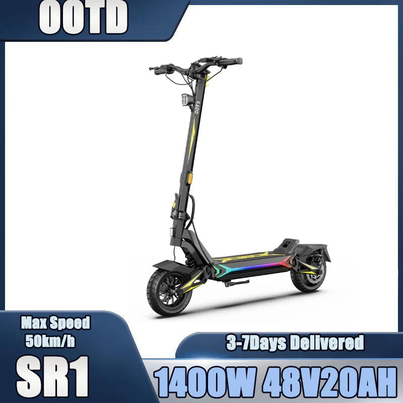 Monopattino elettrico OOTD SR1, motore potente da 1400 W, batteria a lunga durata da 48 V e 20 Ah, freni a disco, pneumatici adatti al trasporto, velocità massima di 50 km/h, ideale per escursioni