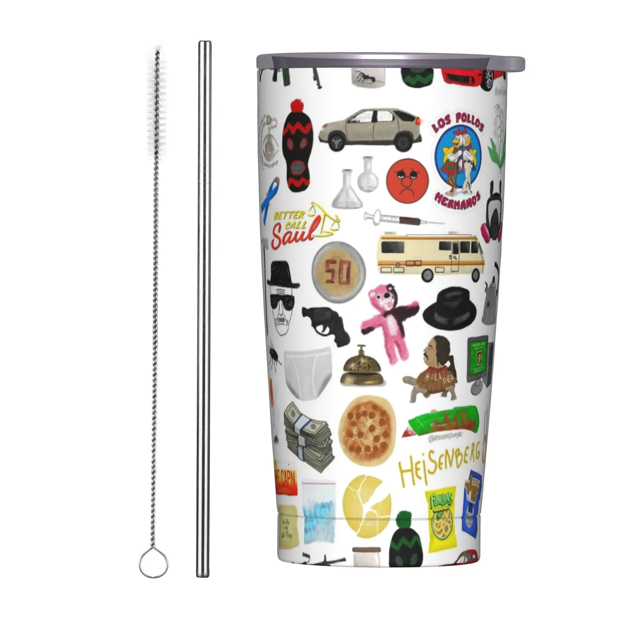 Breaking Bad collage drawing Tumbler Vacuum Insulated  Thermal Cup Stainless Steel School Mug Spill Proof, 20oz