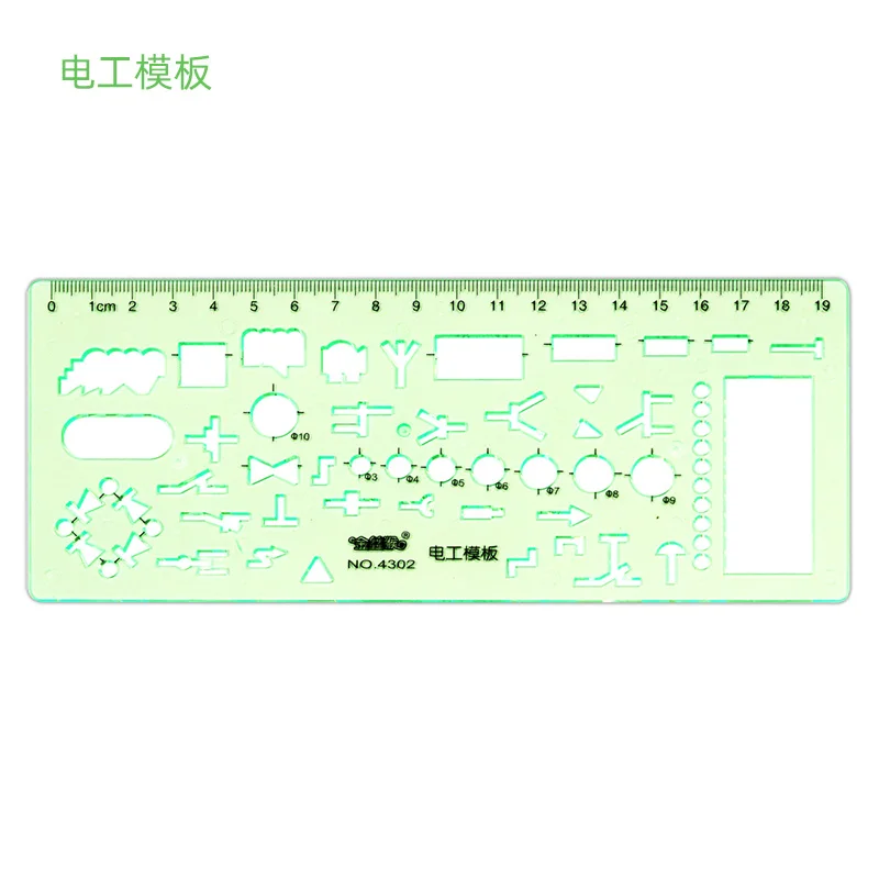 Jinsihou Durable Green Round Oval Geometry Template Ruler for Architectural Drawing and Furniture Design Resin Measuring Ruler