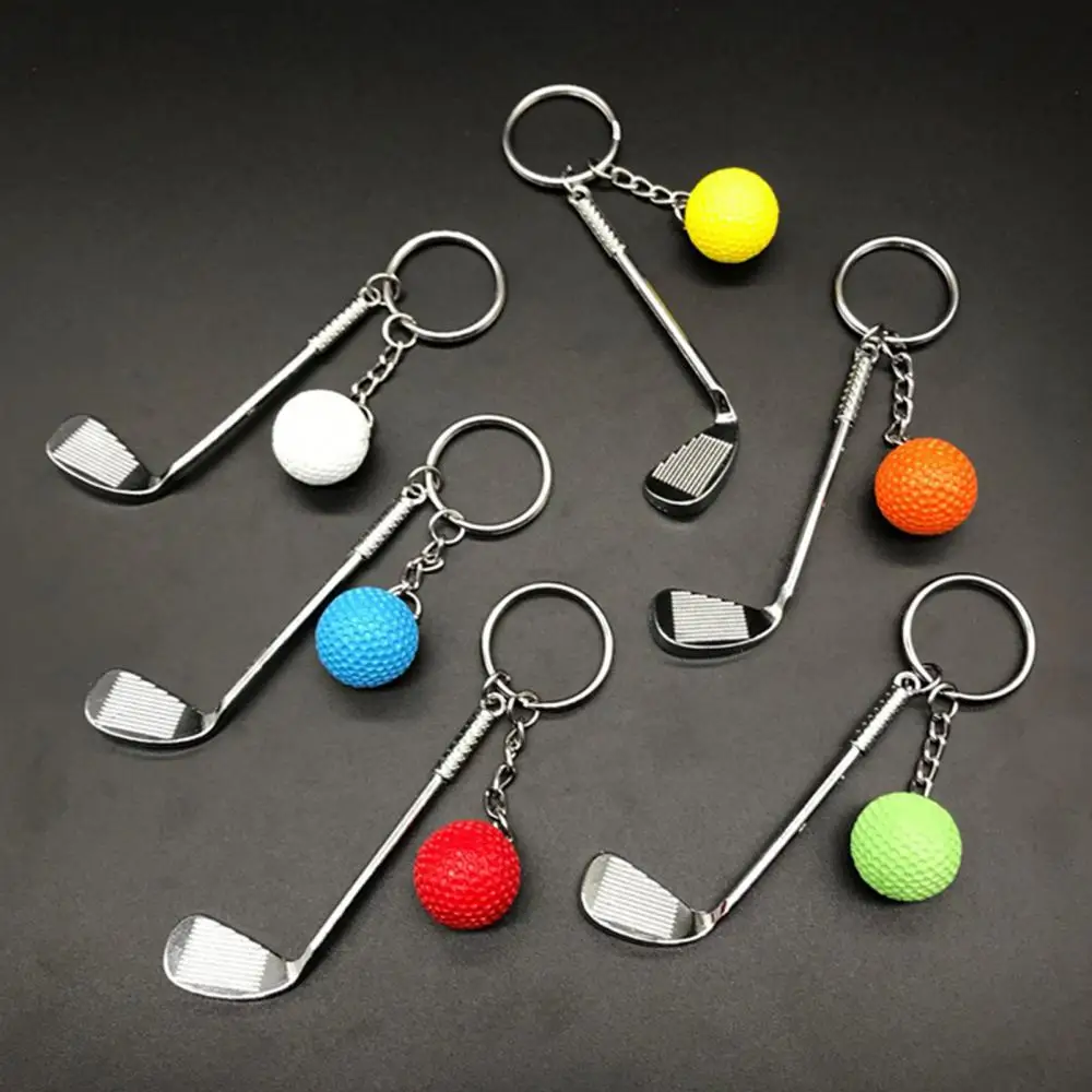 Golf Ball Pendant Keychain Mini Metal Keyring Bag Decoration Golf Club Ball Key Ring Golf Car Phone Key Chain Gift