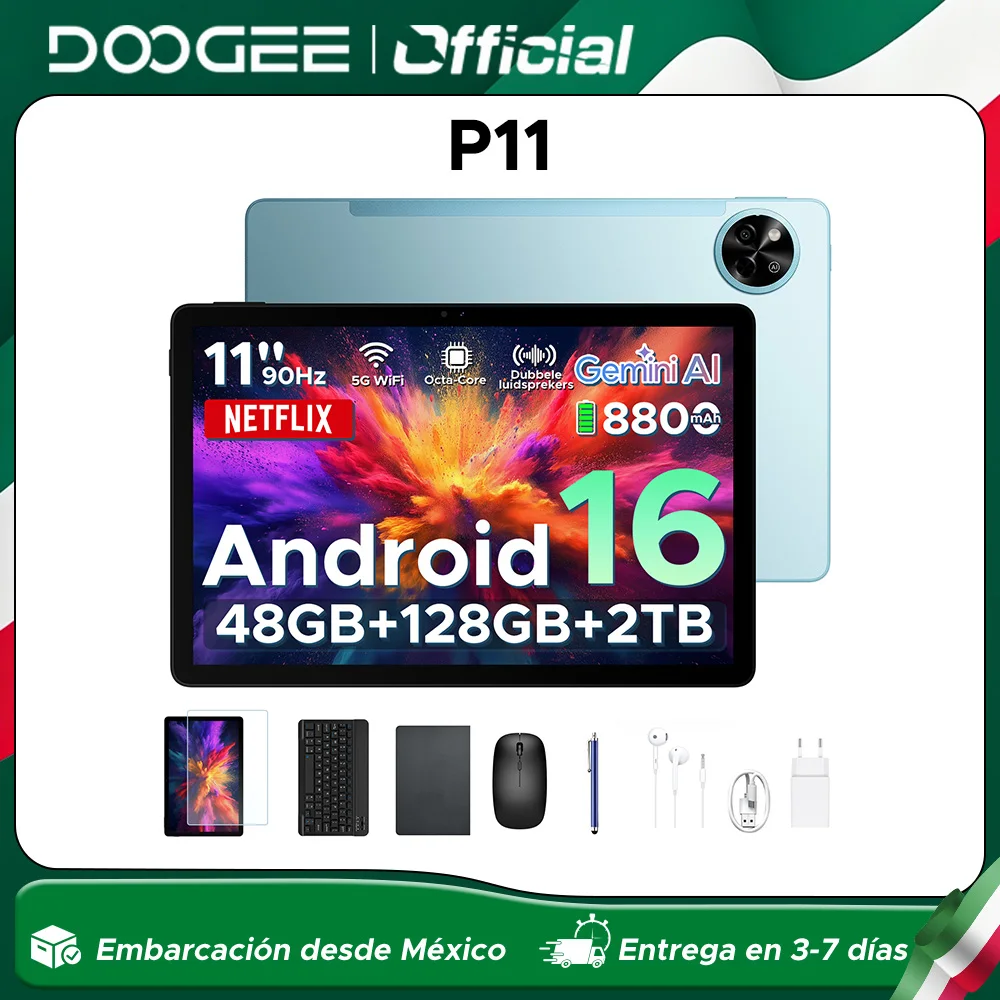 Tablet PC 2 en 1 POCKAM P11 Android 16 de 11 Pulgadas, Tablet Gemini AI con 48 GB de RAM (8+40), 128 GB de ROM, Batería de 8800 mAh, Compatible con Widevine L1
